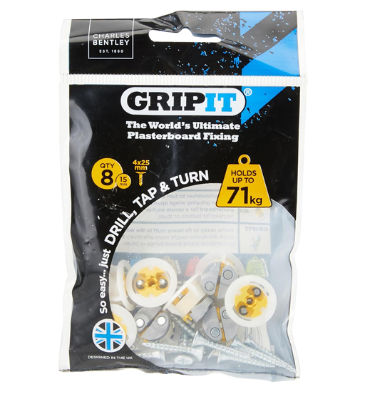 Gripit Gypsum Fitting 15MM Yellow(8/Pkt) 8x4x25MM