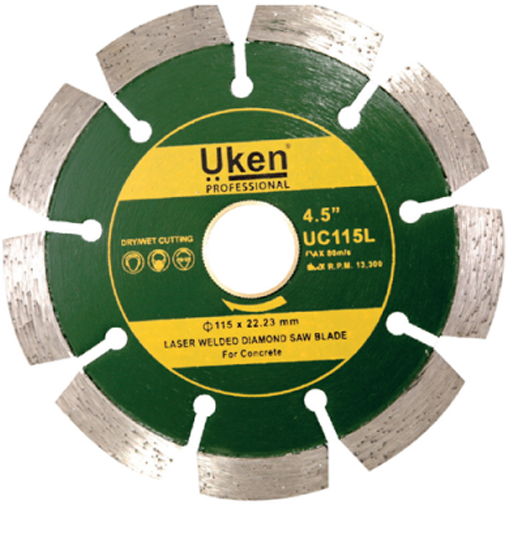 Laser Welded Diamond Saw Blade For Concrete 4.5" Dia. 115MM Uken