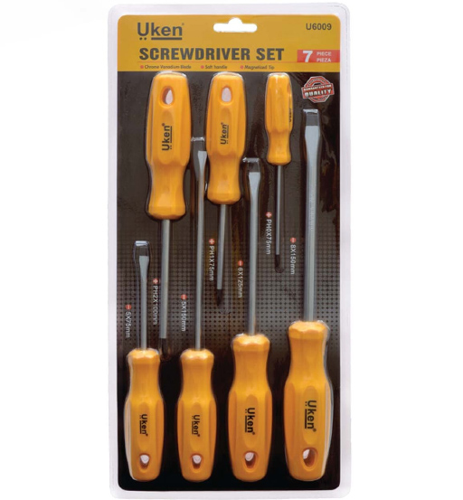 Screw Driver Set 7 Pcs(Yellow) Uken